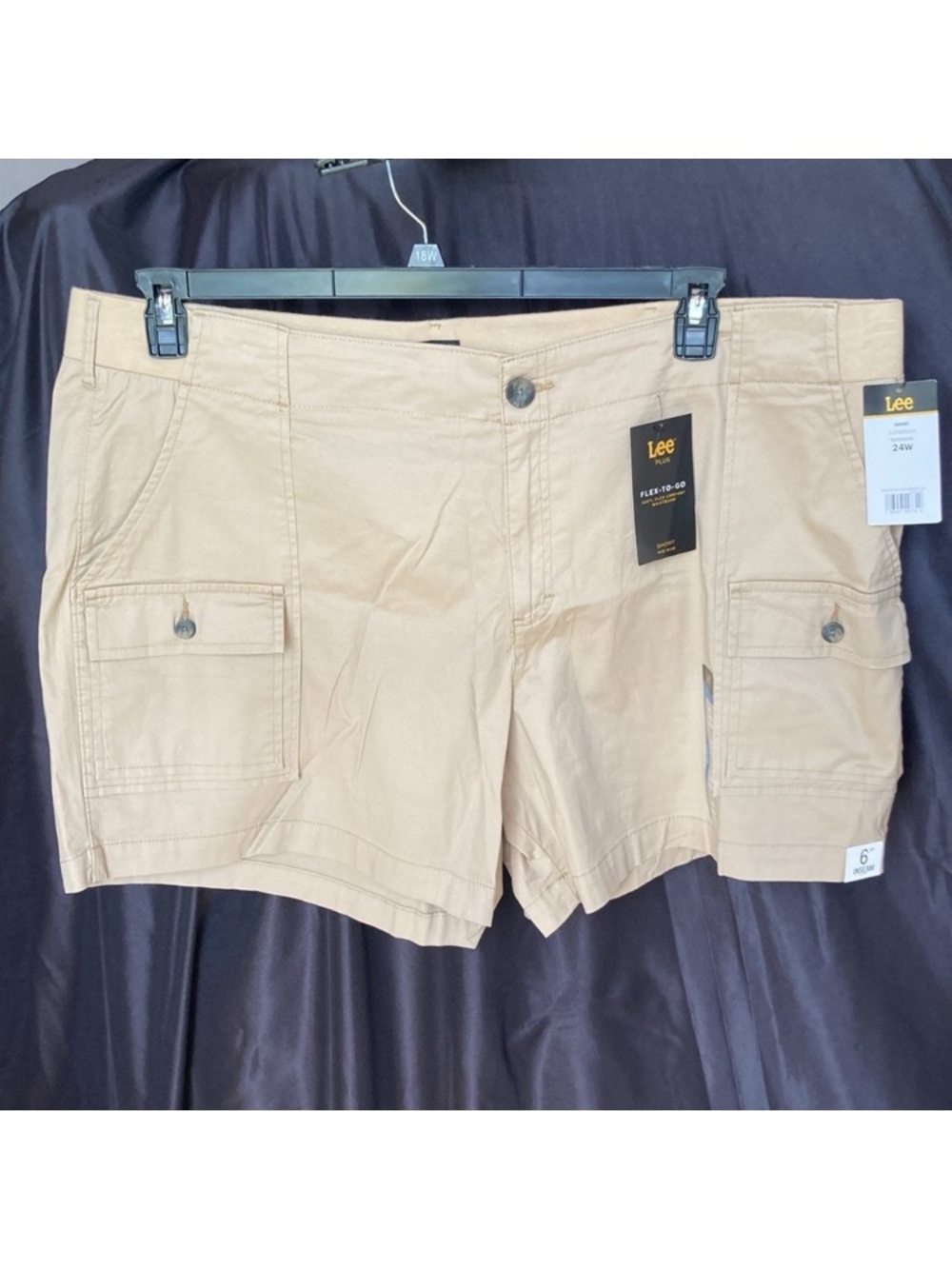 Lee tan short soft flex comfort waistband midrise cargo like pocket 24W